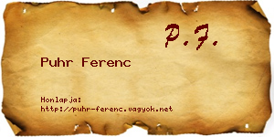 Puhr Ferenc névjegykártya